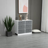 Fabric Dresser Storage Organizer - 6-Drawer Chest for Bedroom, Living Room, Hallway in White and Grey - Space-Saving Solution for Clothes and Accessories