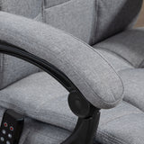 Ergonomic Reclining Office Chair with Vibration Massage and Heat - Fabric Desk Chair with Head Pillow, Footrest, and Armrest in Grey - Comfort for Long Hours at Work or Gaming