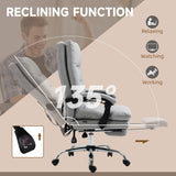 Ergonomic Recliner Office Chair with Heat & Massage Functions - Microfiber Swivel Chair with Armrest, Adjustable Footrest & Enhanced Double-Tier Cushioning - Ideal for Stress Relief & Relaxation at Work