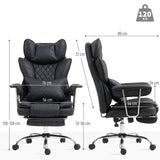 HOMCOM Leathaire Reclining Office Chair with Lumbar Support Pillow - Black