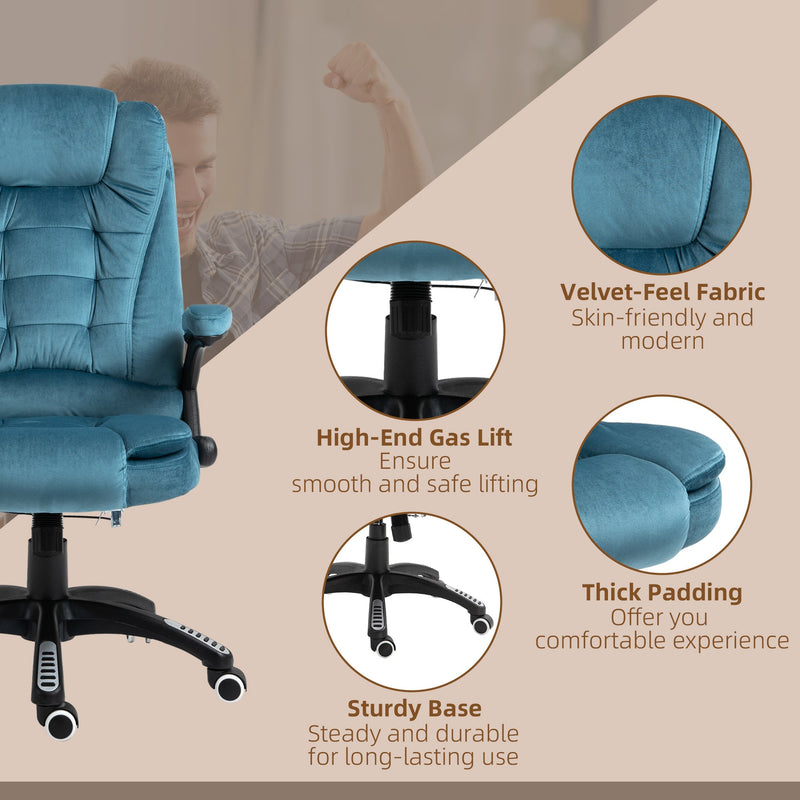 Heated Massage Recliner Chair with Velvet Fabric - 6-Point Vibrating Office Chair, 360° Swivel Base, Plush Comfort - Ideal for Soothing Relaxation & Stress Relief in Workplace or Home