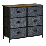 6-Drawer Fabric Dresser - Bedroom Storage Organizer with Sturdy Steel Frame and Handles - Ideal for Night Stand and Clothing Organization in Grey & Black