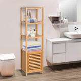 Freestanding 140cm Tall Storage Cabinet - 3 Shelves Cupboard for Bathroom & Kitchen Organization - Home Utility Organizer for Space Saving