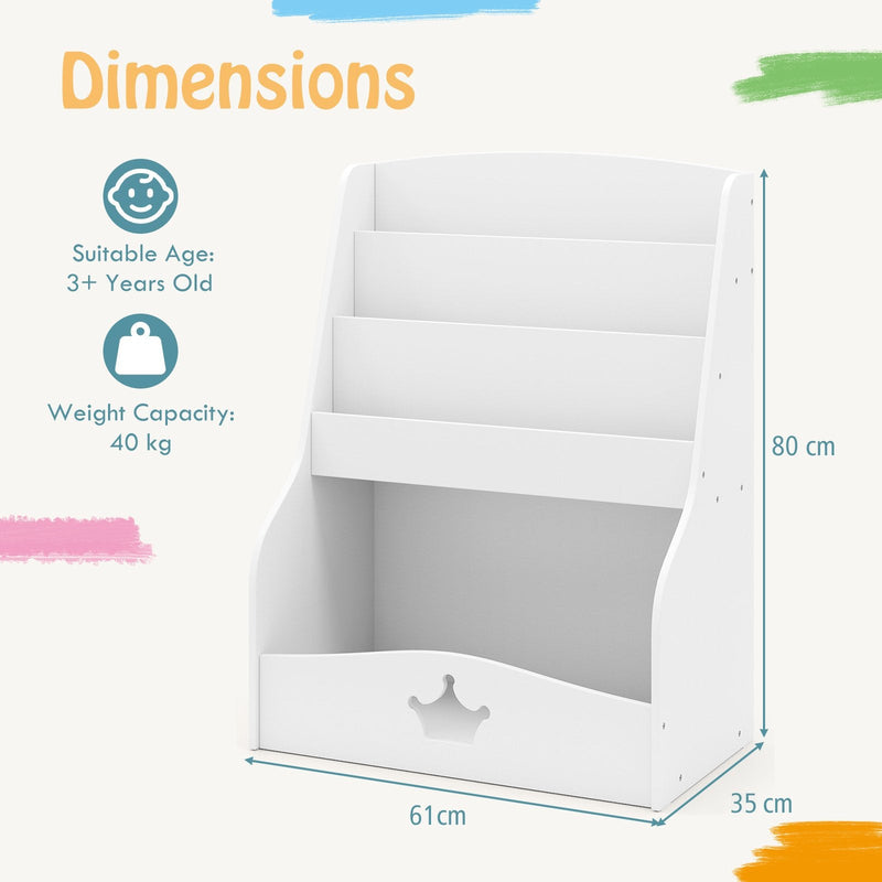 4-Tier Wooden Kids Bookshelf Bookcase Toy Storage Organizer-Pink