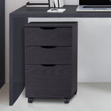 3-Drawer File Cabinet - Under Desk Storage for A4, Letter Documents, and Binders with Slide Wheels in Black Oak - Ideal for Office Organization
