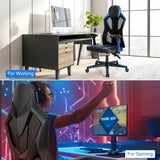 Gaming Chair - Blue Racing Style with Adjustable Back Height - Designed for Comfortable, Long Gameplay Sessions