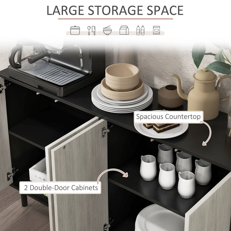 Adjustable Shelving Sideboard - Living Room Storage Cabinet with 4 Doors and Pine Legs - Elegant Organization Solution for Home Spaces