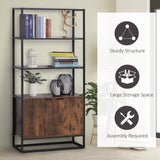 Freestanding Storage Organizer with 3 Open Shelves - Tall Cupboard & Multifunctional Rack for Home Use - Ideal for Living Room, Bedroom, Kitchen in Rustic Brown