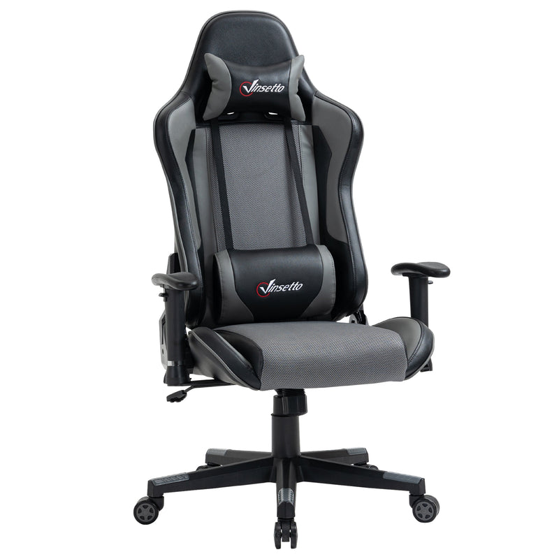 Ergonomic Racing-Style Gaming Chair - High-Back, Adjustable, Swivel Office Chair with Lumbar Support, Grey - Ideal for Gamers and Long-Hour Desk Users