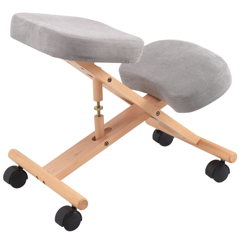 Wooden Orthopaedic Kneeling Stool with Ergonomic Posture Frame in Beige - Ideal for Improving Posture and Easing Back Pain