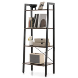 Rustic Brown 4-Tier Bookshelf - Metal Frame Design, Compact Storage Solution - Ideal for Home Libraries and Living Rooms