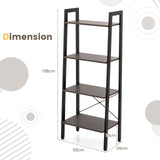 Rustic Brown 4-Tier Bookshelf - Metal Frame Design, Compact Storage Solution - Ideal for Home Libraries and Living Rooms