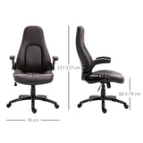 PU Leather Swivel Office Chair with Adjustable Height - Ergonomic Desk Chair with Flip-Up Armrests & Tilt Mechanism - Comfortable Seating for Home Office and Desk Work in Dark Brown