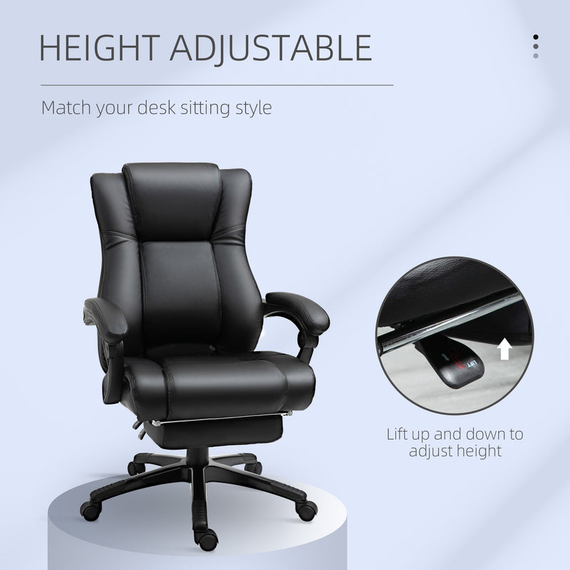 Ergonomic High-Back Executive Chair - Swivel Recliner Office Chair with PU Leather, Footrest & Wheels - Adjustable Height & Comfort for Home Office Use