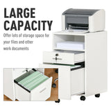Lockable Mobile File Cabinet - Ample Storage Unit for Home and Office Files - Ideal for Bedroom, Living Room, and Workspace Organization (39.5x40x60cm, White)