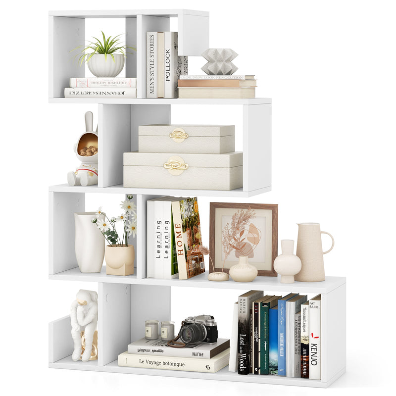 5-Tier S-Shaped Bookshelf - Open Cubes Storage & Anti-Toppling Kits, Black - Ideal for Book Lovers & Room Organizers