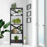 4 Tier Wood Ladder Shelf Unit - White Staircase Design Bookcase - Space Saving Display Storage Solution for Small Rooms