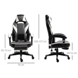 Ergonomic Gaming Chair with Footrest and Lumbar Support - Thick Padding, Headrest, 5 Smooth-Rolling Wheels, Reclining Backrest - Adjustable Height for Comfortable Gaming & Home Office Use, Grey