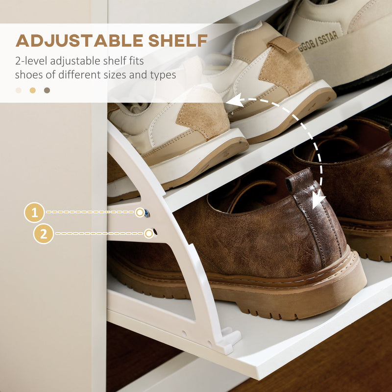 Slim Footwear Rack with Dual Flip Compartments - Space-Saving Adjustable Shoe Cabinet Holds 12 Pairs - Ideal for Small Entryways and Closets