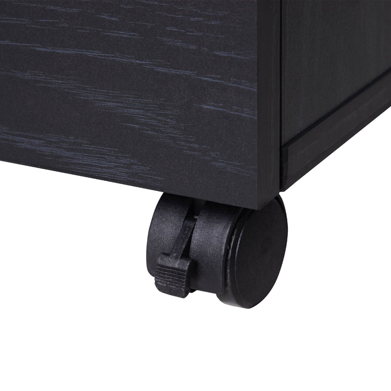 3-Drawer File Cabinet - Under Desk Storage for A4, Letter Documents, and Binders with Slide Wheels in Black Oak - Ideal for Office Organization