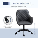 Swivel Leather-Feel Office Chair - Mobile Study & Leisure Seating Solution in Grey - Perfect for Home Office Comfort and Style