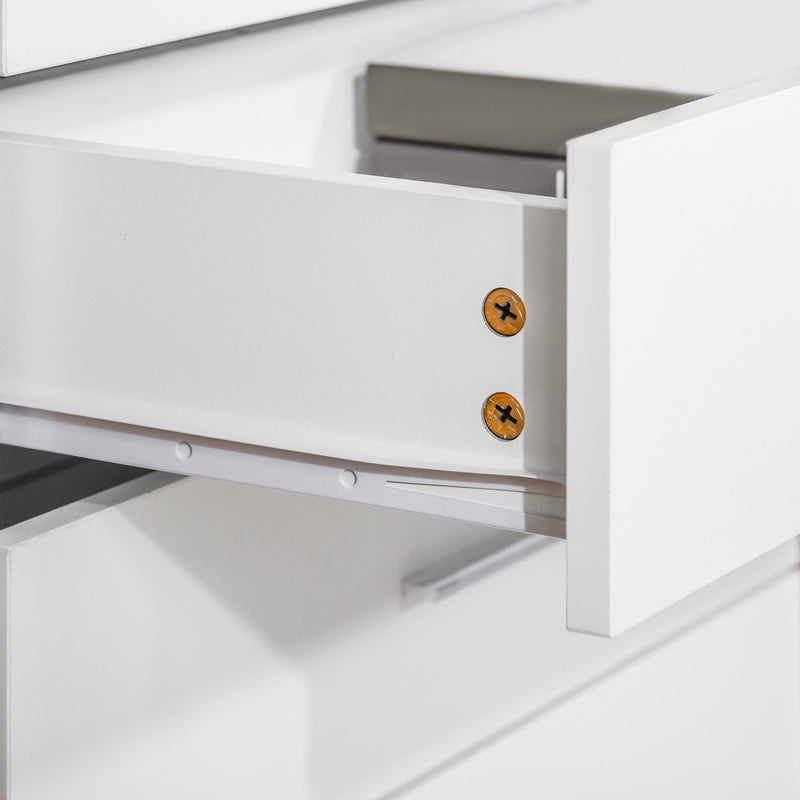 Vertical 4-Drawer Storage Chest with Metal Glides - Sturdy Anti-Tip Design for Playrooms, Nurseries, and Hallways - Space-Saving Organizer for Homes