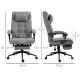 Ergonomic Office Chair with Footrest - Adjustable Armrests, Lumbar Support & Headrest in Light Grey - Ideal for Extended Desk Work & Improved Posture