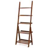 5-Tier Ladder Shelf - Home Office Storage with Safe Round Corners, Natural Finish - Ideal for Organized Workspaces