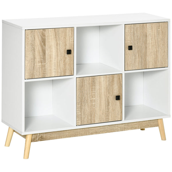 6-Cube Organizer Bookcase with Doors - Versatile Display Shelf and Storage Cabinet - Ideal for Living Room, Dining Room Organization