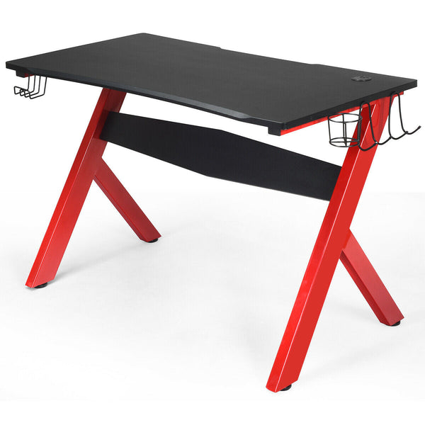RapidX Gaming Desk - Spacious Computer Desk with Integrated Mouse Mat, Headphone and Controller Racks - Ideal for Enthusiastic Gamers Looking for Organization and Efficiency