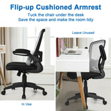 Mesh Office Chair - Lightweight with Lumbar Support and Adjustable Backrest in Grey - Ideal for Long Hours of Desk Work