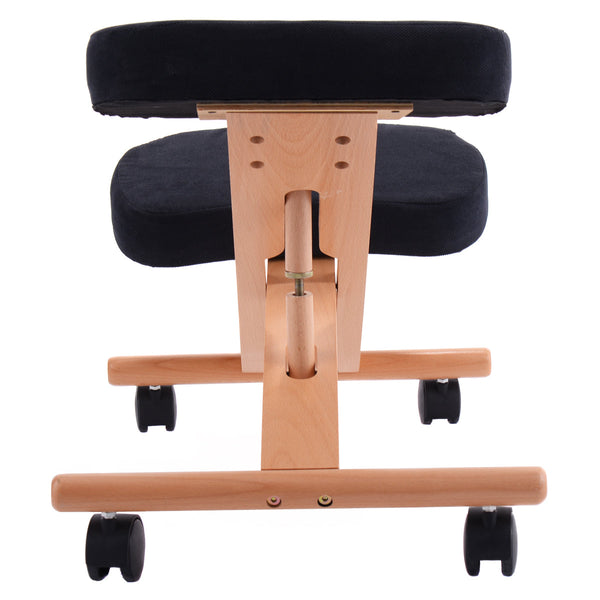 Orthopaedic Kneeling Stool - Wooden Ergonomic Posture Frame Seat in Black - Ideal Solution for Correcting Posture