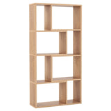 5-Tier Geometric Bookshelf with 8 Cubes Floor Standing Open Display-Brown