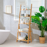 5-Tier Ladder Shelf - Home Office Storage with Safe Round Corners, Natural Finish - Ideal for Organized Workspaces