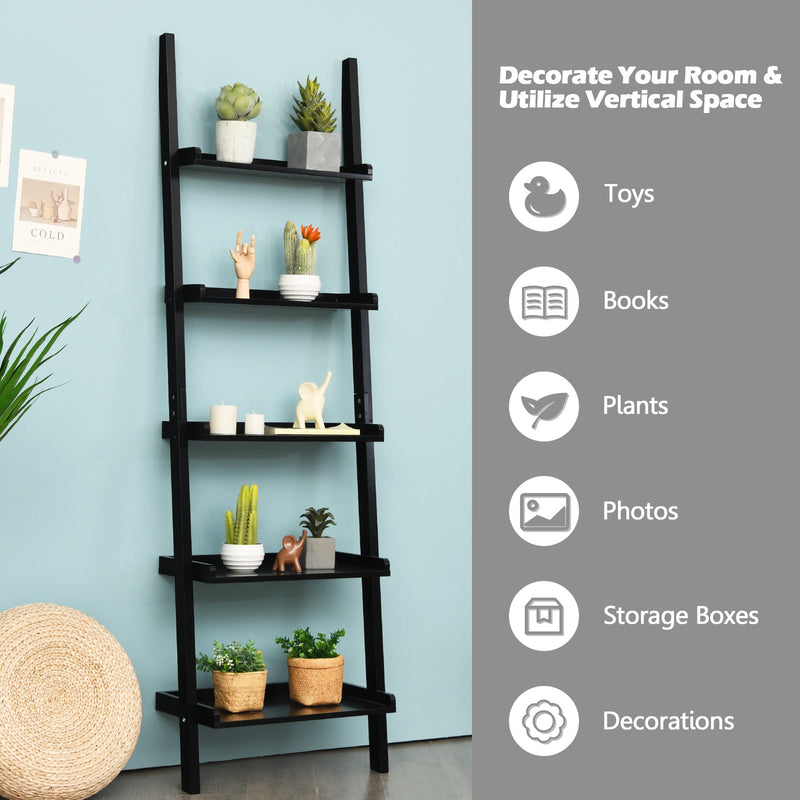 5-Tier Wall Shelf Model - Black Display Bookcase Perfect for Stylish Book Storage - Ideal Solution for Home Organizers and Decor Enthusiasts