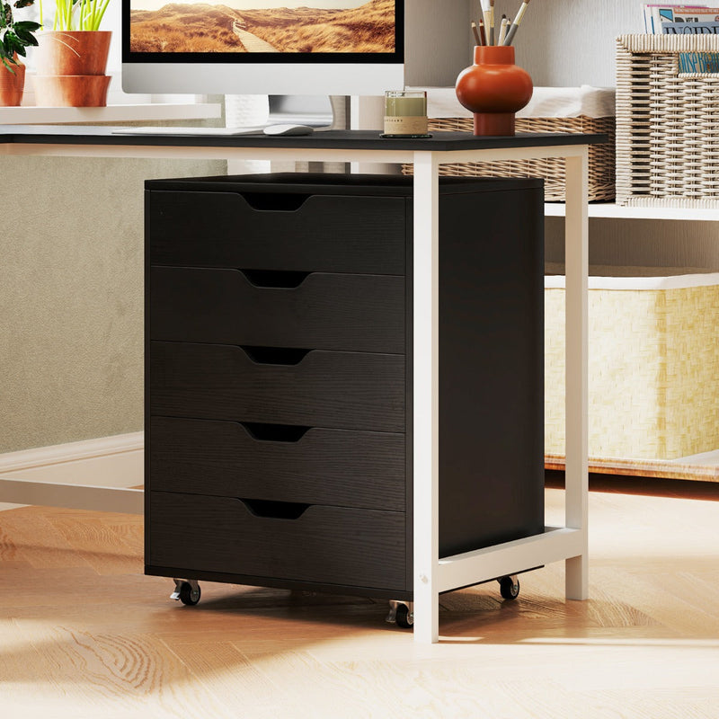 5 Drawer Chest with Lockable Wheels for Home Office-