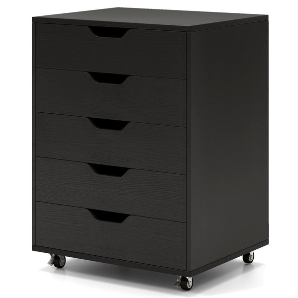 5 Drawer Chest with Lockable Wheels for Home Office-
