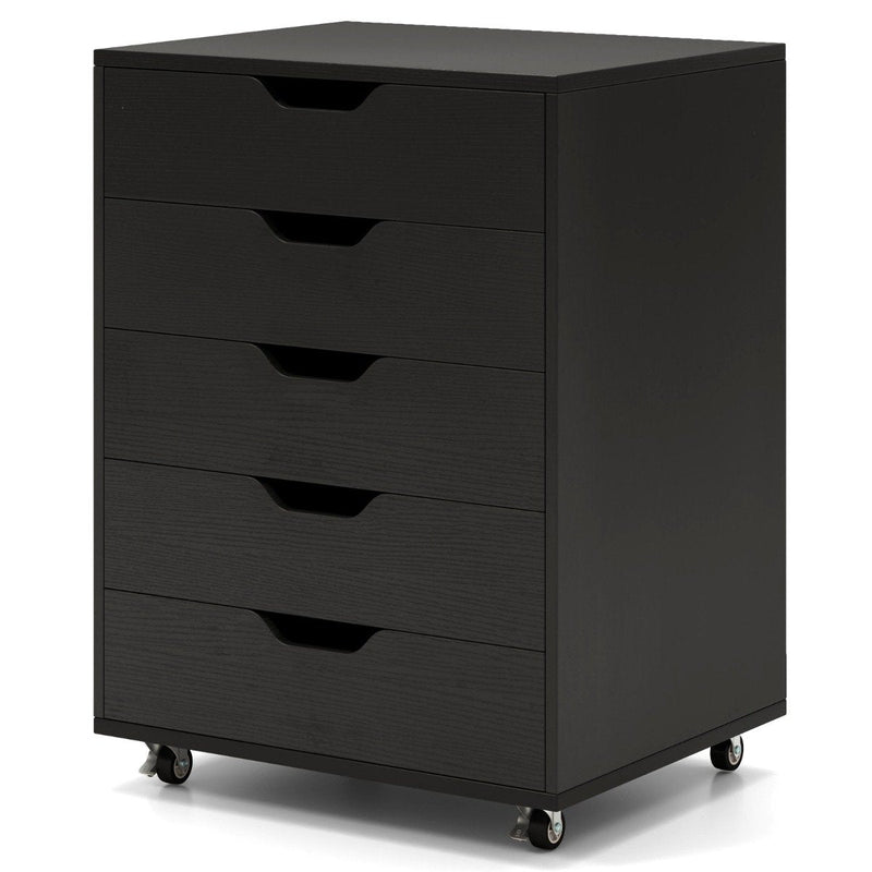 5 Drawer Chest with Lockable Wheels for Home Office-