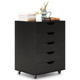 5 Drawer Chest with Lockable Wheels for Home Office-
