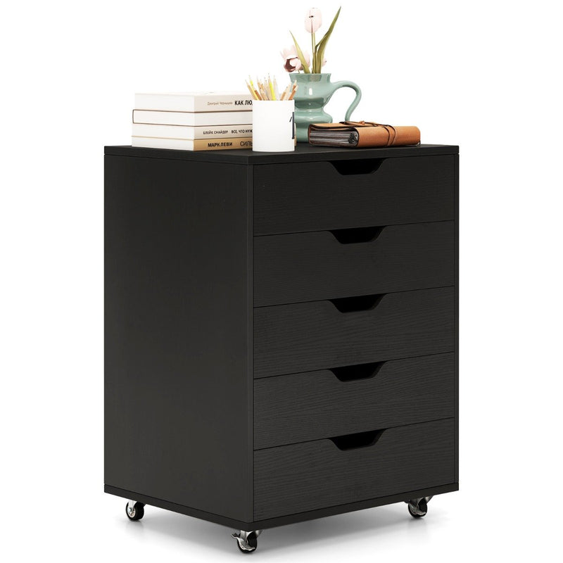 5 Drawer Chest with Lockable Wheels for Home Office-