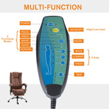 Heated Reclining Leathaire Fabric Computer Chair with Footrest - High Back Vibration Massage Office Chair in Brown - Comfort for Long Hours at Desk