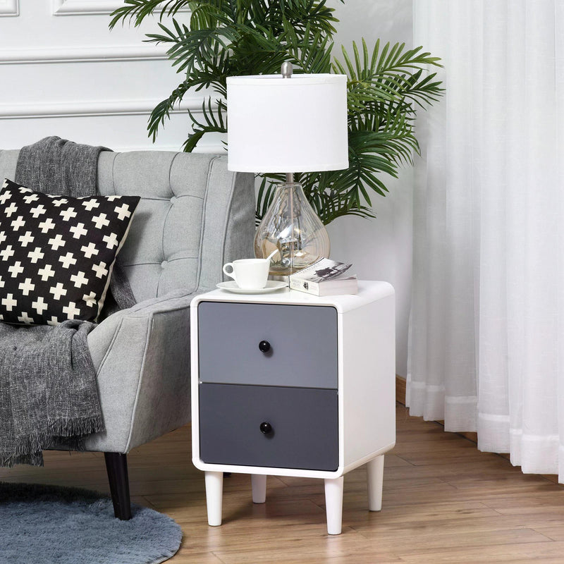 Modern Side Cabinet with Nightstand Functionality - 2 Storage Drawers Home Organizer for Bedroom and Living Room - Streamlines Clutter Management