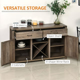 Rustic Freestanding Side Cabinet with Multiple Storage Options - 2 Drawers & Cupboard Spaces in Bronze-Tone, 140L x 39W x 58H cm - Ideal for Home Dining Room Organization