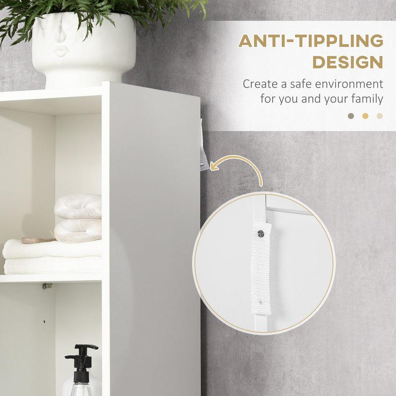 Adjustable 5-Tier Tallboy Bathroom Storage - Modern Freestanding Cabinet with Adjustable Shelves - Space-Saving Organizer for Toiletries and Towels