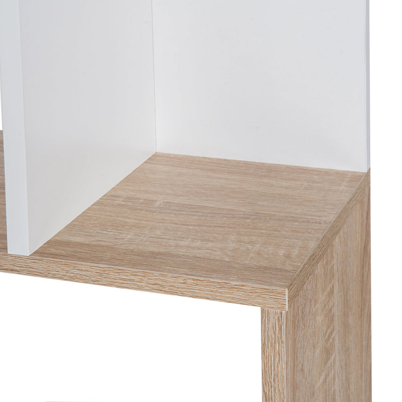 4-Tier Particle Board S-Shaped Bookcase - Modern Storage Display Shelving Unit - Elegant Room Divider for Home or Office Decor