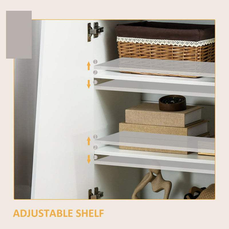 Freestanding Wooden Cabinet for Bedroom - High-Gloss Sideboard with Adjustable Shelves - Elegant Storage Solution for Clutter-Free Living Spaces