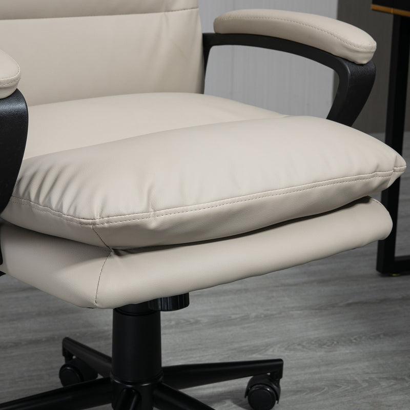 Ergonomic High Back Office Chair - PU Leather, Dual-Tier Padding, Swivel Wheels, Adjustable Height - Comfortable Desk Seating for Professionals