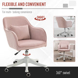Luxurious Velvet Office Chair with Massage Pillow - Ergonomic Adjustable Height Seating with Casters - Comfortable Home Desk Chair for Work & Relaxation, Pink