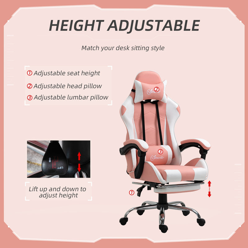 High-Back Racing Gamer Chair with Lumbar Support and Head Pillow - Swivel Wheels, Reclining Desk Seat for Gaming & Office Comfort - Ideal for Home Office Setup and Gamers