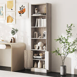 6-Tier 180cm Tall Bookshelf with Double Doors Open Cubes-Oak